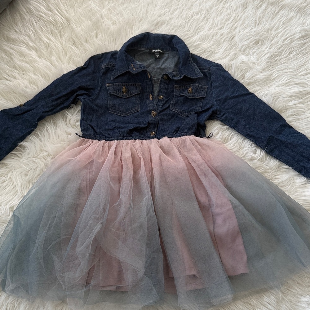 Zunie Denim and Pink Tulle Dress